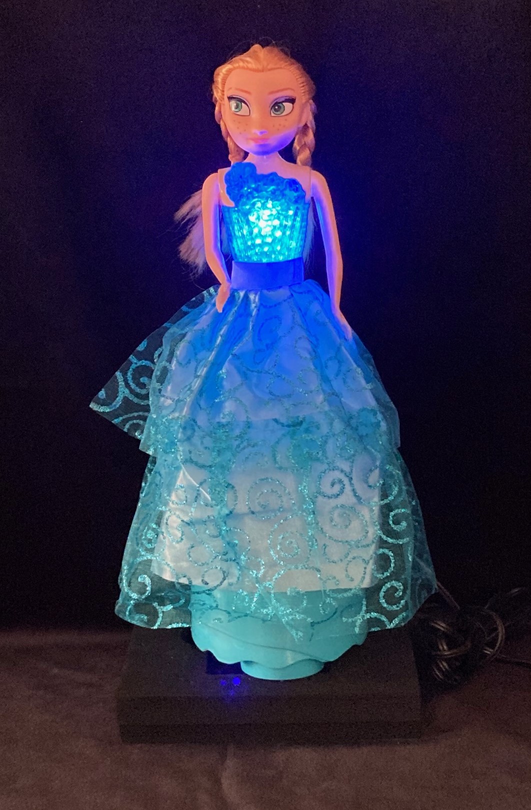 Frozen Elsa - sings, twirls and lights up - switch adapted