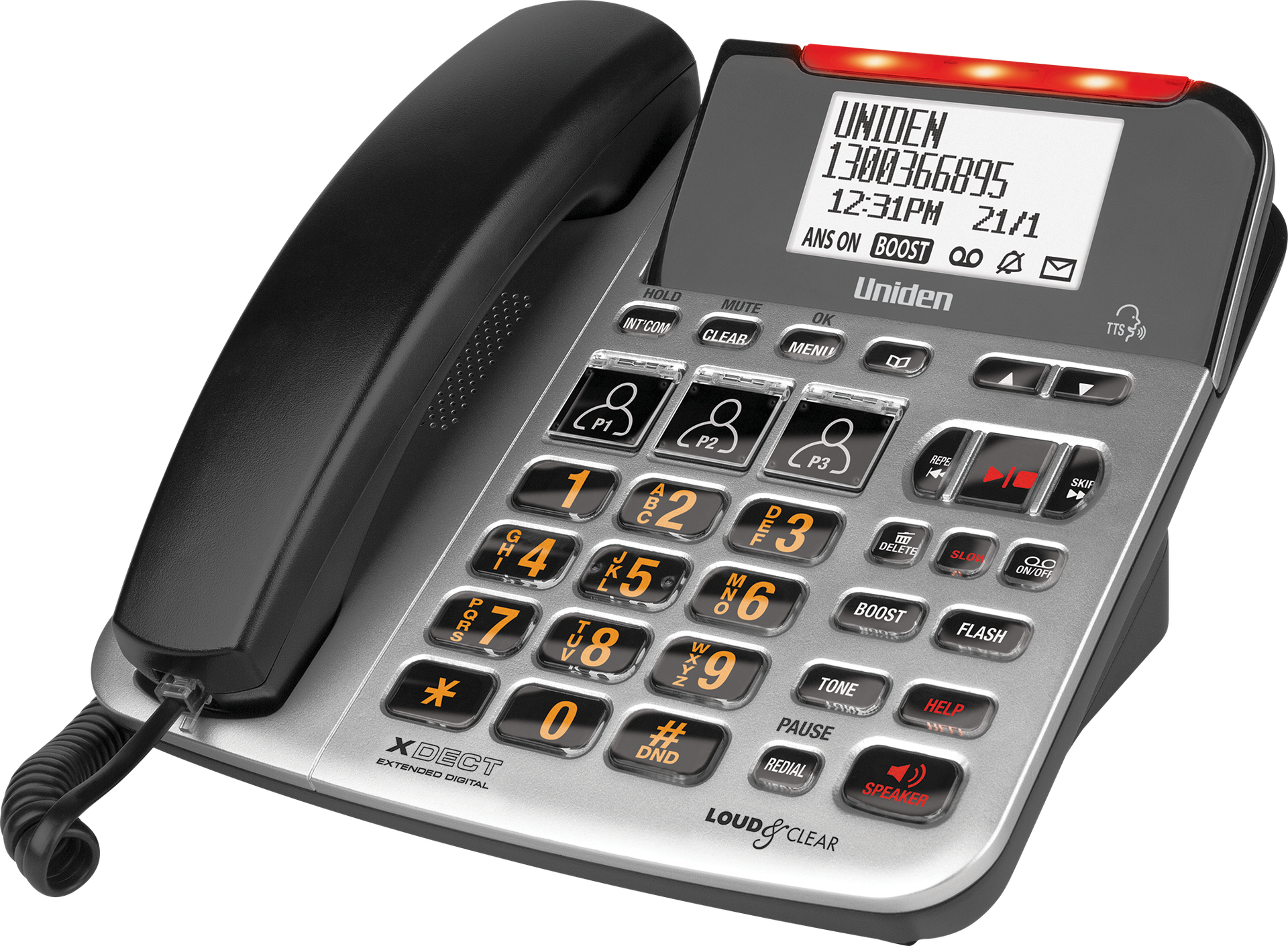 UNI-SSE47 Sight &amp; Sound Enhanced Corded Phone with Answering Machine