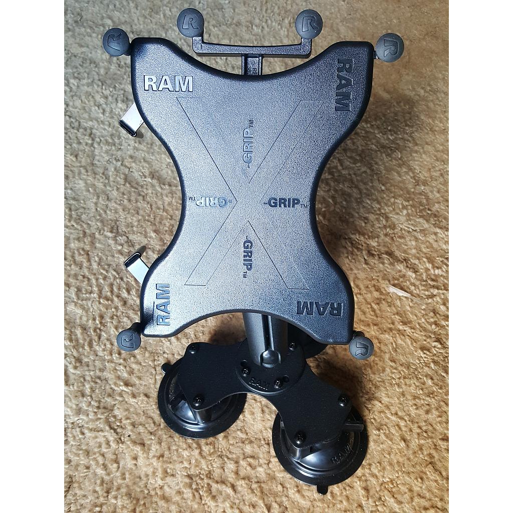 Triple Suction Cup Table Mount, 15cm arm, X-Grip for 9.7"-10.5" iPads and Tablets