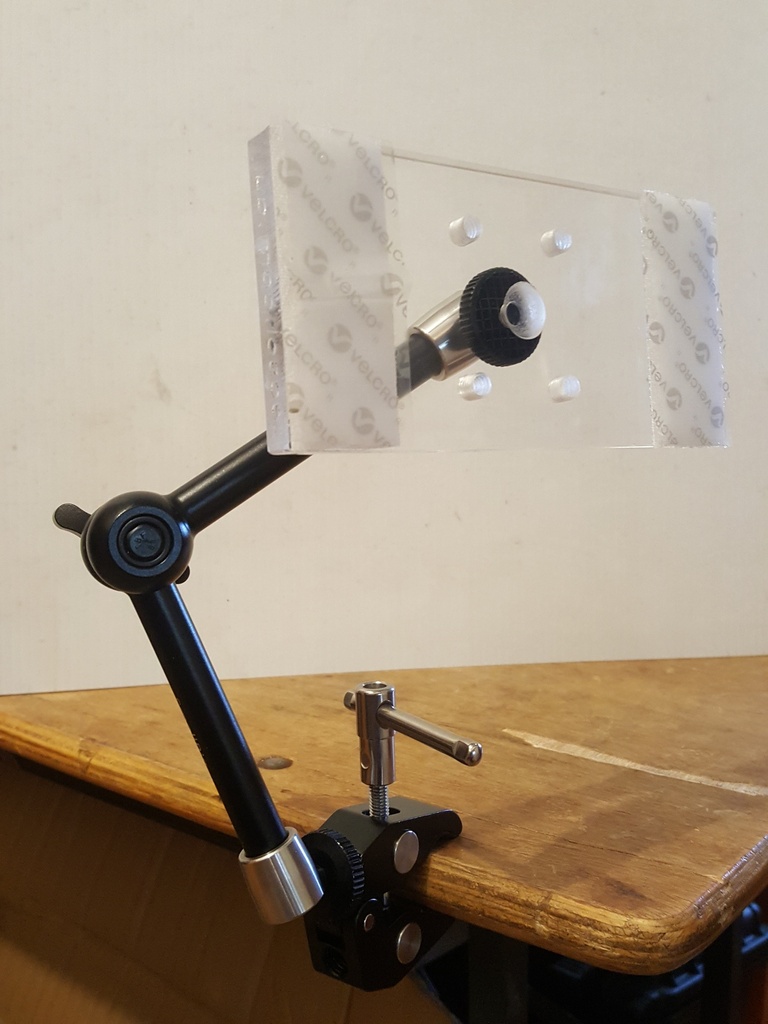 Bed Controller Mount, rectangular 140x70mm plate, 24cm arm and mini clamp