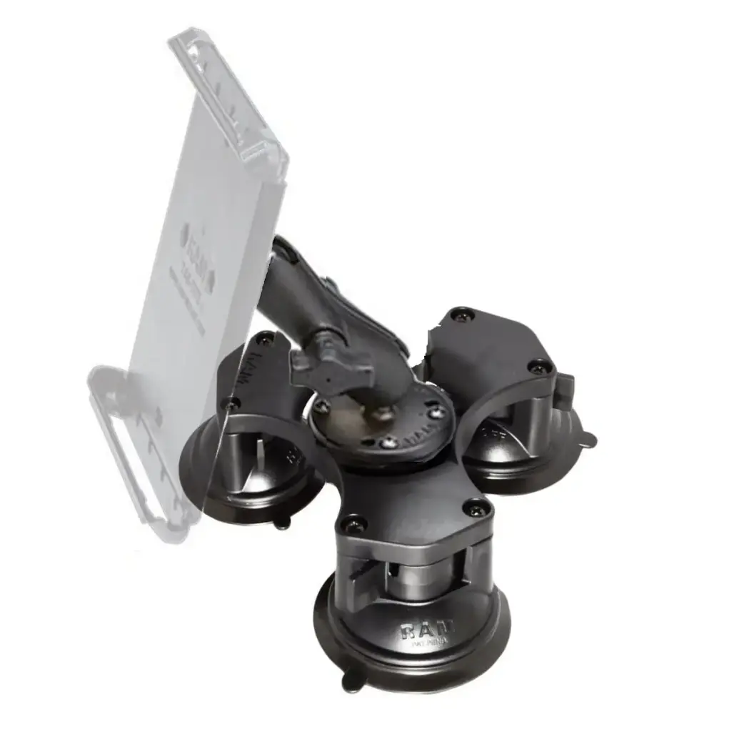 RAM Triple Suction cup base with 7cm "C" size arm and round amps base
