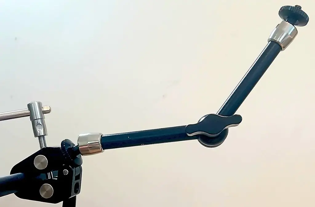 Small Articulated Switch Mount, 25cm arm with clamp & 1/4" thread