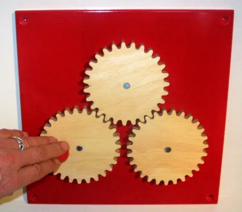 Activity Wall Panel - 3 cogs, tactile visual