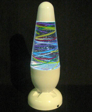 Visual lamp with rotating art,liquid swirls with sparkles