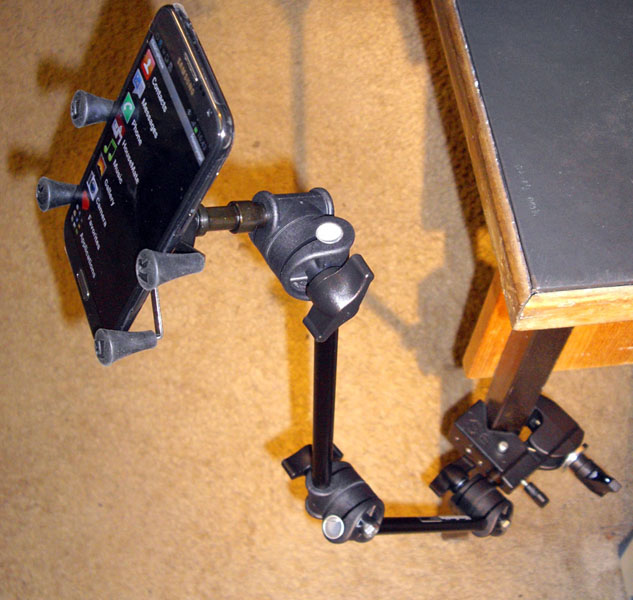 Light Articulated Phone Mount, X-Grip cradle, Multi Clamp.