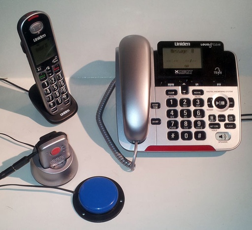 [UNI-SSE47+1PA-JBT] Uniden Corded+Cordless Phone, ADAPTED SOS Pendant & Big Button