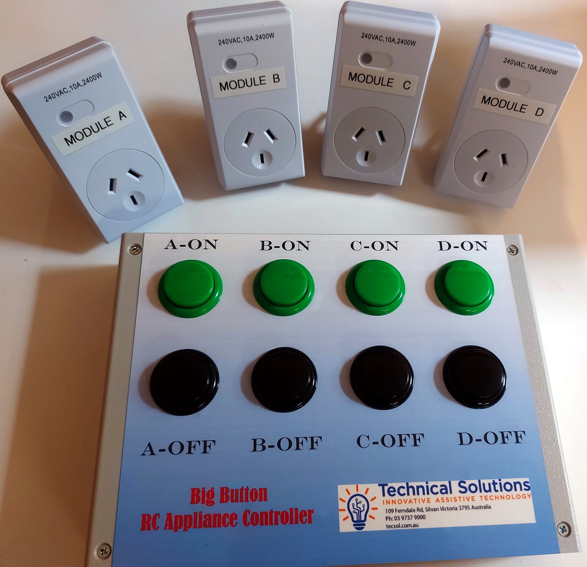 Remote RF Big 8 Button Controller w/ 4 x mains appliance modules