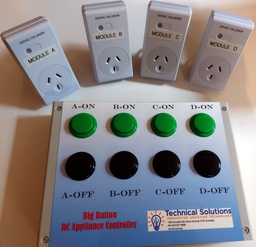 [RCPO-4BB] Remote RF Big 8 Button Controller w/ 4 x mains appliance modules