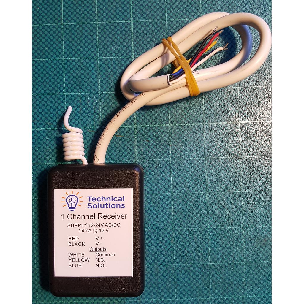 Receiver 433 MHz, single relay output, pentafob compatible, enclosed